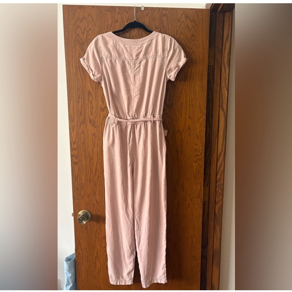 Abercrombie & Fitch Womens Jumpsuit Pink V-Neck Short Sleeve Belted Casual - Picture 4 of 10